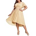 Ever-Pretty Women's Chiffon High Low Plus Size Cocktail Wedding Guest Dress