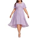 Ever-Pretty Women's Chiffon High Low Plus Size Cocktail Wedding Guest Dress