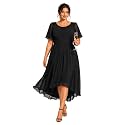 Ever-Pretty Women's Chiffon High Low Plus Size Cocktail Wedding Guest Dress
