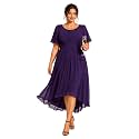 Ever-Pretty Women's Chiffon High Low Plus Size Cocktail Wedding Guest Dress
