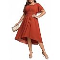 Ever-Pretty Women's Chiffon High Low Plus Size Cocktail Wedding Guest Dress