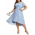 Ever-Pretty Women's Chiffon High Low Plus Size Cocktail Wedding Guest Dress