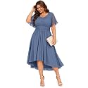 Ever-Pretty Women's Chiffon High Low Plus Size Cocktail Wedding Guest Dress
