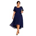 Ever-Pretty Women's Chiffon High Low Plus Size Cocktail Wedding Guest Dress