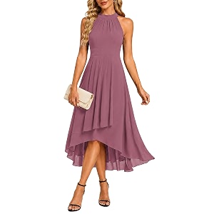 Ever-Pretty Womens Halter Chiffon Midi Cocktail Wedding