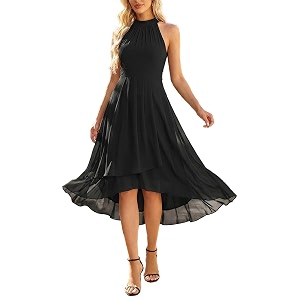 Ever-Pretty Womens Halter Chiffon Midi Cocktail Wedding