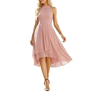 Ever-Pretty Womens Halter Chiffon Midi Cocktail Wedding