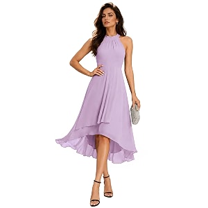 Ever-Pretty Womens Halter Chiffon Midi Cocktail Wedding