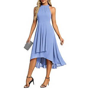 Ever-Pretty Womens Halter Chiffon Midi Cocktail Wedding