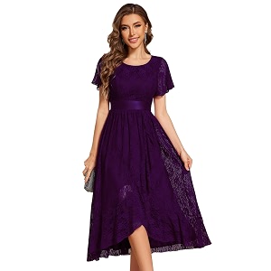 Ever-Pretty Womens Lace Short Sleeve Round Neck