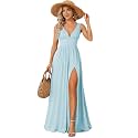 Ever-Pretty Women's Summer V-Neck Sleeveless Formal Wedding Guest Dress Side Slit Floor Length Bridesmaid Dresses 0168B