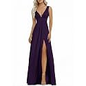 Ever-Pretty Women's Summer V-Neck Sleeveless Formal Wedding Guest Dress Side Slit Floor Length Bridesmaid Dresses 0168B