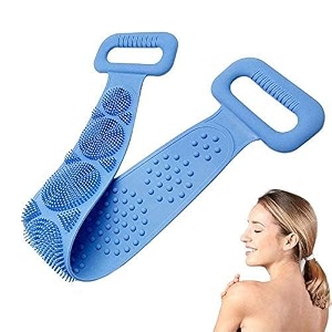 everbest silicone dual sided back scrubber rubbing bath footsole cleaner shower bath and massager beltblue