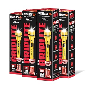 eveready dl74 - griplite trendy plastic torches pack of 4