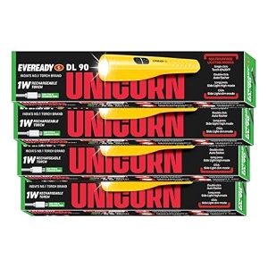 eveready unicorn dl90 rechargeable 1w torch cum 2w emergency sidelight type-bmicro-usb fast charging overcharge amp deep discharge protection powered by li-ion battery pack of 4