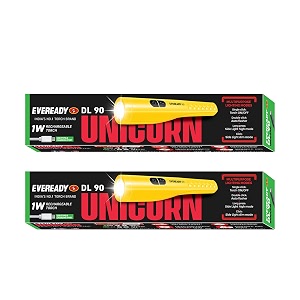 eveready unicorn dl90 rechargeable 1w torch cum 2w emergency sidelight type-bmicro-usb fast charging overcharge amp deep discharge protection powered by li-ion battery pack of 2