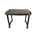 Outdoor Plastic Dining Table for Home/Garden Use (Brown)