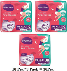 evereve xxl-xxxl 103 pack 360 degree coverage for girls  women period pantyliner pantyliner pack of 30