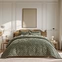 EverGrace Oversized Luxury Velvet Diamond Quilted Set, King, Olive Green