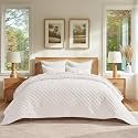 EverGrace Oversized Luxury Velvet Diamond Quilted Set, King, Ivory White
