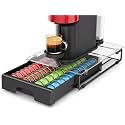 EVERIE Crystal Tempered Glass Top Storage Organizer Drawer for Nespresso Capsules, Holds 40 Big or 52 Small Vertuoline Pods