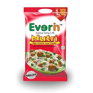 everin nutri high-protein soya chunks 1kg  healthy amp nutritious soya wadi  100 vegetarian amp delicious plant-based protein