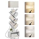 Evermagin 6 Tier Tree Bookshelf with Light, Bookcase, White
