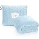 EverSnug Travel Blanket &amp; Pillow 68x42 - Premium Ultra-Soft Microfleece 2 in 1 Compact &amp; Packable Flight Blanket with Soft Bag Pillowcase, Hand Luggage Sleeve and Backpack Clip (Ice Blue)