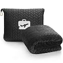 EverSnug Travel Blanket &amp; Pillow 68x42 - Premium Ultra-Soft Microfleece 2 in 1 Compact &amp; Packable Flight Blanket with Soft Bag Pillowcase, Hand Luggage Sleeve and Backpack Clip (Black)