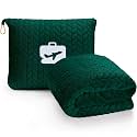 EverSnug Travel Blanket &amp; Pillow 68x42 - Premium Ultra-Soft Microfleece 2 in 1 Compact &amp; Packable Flight Blanket with Soft Bag Pillowcase, Hand Luggage Sleeve and Backpack Clip (Forest Green)