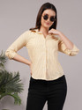 EVERSOFT FLOW Women Striped Casual Yellow Shirt