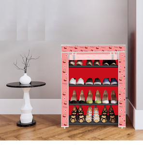 everstep 4 shelf foldable collapsible shoerack plastic shoe rack 10-cherry red 4 shelves diydo-it-yourself