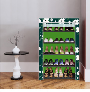 everstep 5 shelf foldable collapsible shoerack plastic shoe rack 19_green 5 shelves diydo-it-yourself