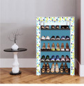 Everstep 5 Shelf Foldable Collapsible ShoeRack Plastic Shoe Rack (30 _ Colorful Leaves Blue, 5 Shelves, DIY(Do-It-Yourself))