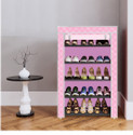 Everstep 5 Shelf Foldable Collapsible ShoeRack Plastic Shoe Rack (28 _ Pink Diagonal, 5 Shelves, DIY(Do-It-Yourself))