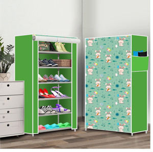 everstep 6 shelf foldable collapsible shoerack plastic shoe rack 22green rabbit print 6 shelves diydo-it-yourself