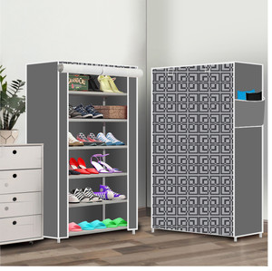 everstep 6 shelf foldable collapsible shoerack plastic shoe stand 2grey 6 shelves diydo-it-yourself