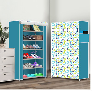 everstep 6 shelf foldable collapsible shoerack plastic shoe rack 30  colorful leaves blue 6 shelves diydo-it-yourself