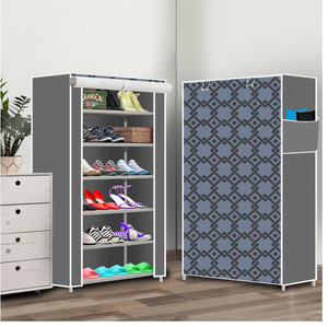 everstep 6 shelf foldable collapsible shoerack plastic shoe stand 1grey 6 shelves diydo-it-yourself