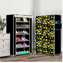 Everstep 6 Shelf Foldable Collapsible ShoeRack Plastic Shoe Rack (26|Black Daisy Floral, 6 Shelves, DIY(Do-It-Yourself))