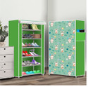 Everstep 6 Shelf Foldable Collapsible ShoeRack Plastic Shoe Rack (22|Green Rabbit Print, 6 Shelves, DIY(Do-It-Yourself))