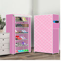 Everstep 6 Shelf Foldable Collapsible ShoeRack Plastic Shoe Rack (28 | Pink Diagonal, 6 Shelves, DIY(Do-It-Yourself))