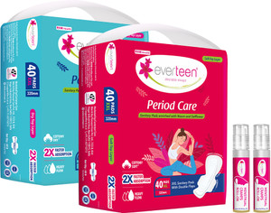 everteen period care xxl 40 soft  40 dry sanitary pads menstrual cramps roll-on 2pcs 4 items in the set