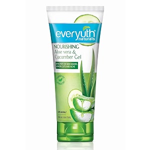 everyuth naturals nourishing aloe vera amp cucumber gel  for healthy skin amp hair  soothes hydrates amp nourishes  paraben free oily dry normal combination amp sensitive skin - 150g tube