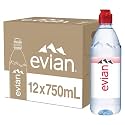 evian Natural Spring Water, 750 ml (25.36 fluid ounce) Water Bottle with Sports Cap, 12 Pack