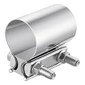 EVIL ENERGY 1.75 Inch Exhaust Clamp, 1 3/4" Butt Joint Band Clamp Sleeve Coupler Stainless Steel for Pipes, Mufflers, Catalytic Converters 4PCS