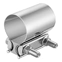 EVIL ENERGY 2.5 inch Exhaust Clamp, 2 1/2" Butt Joint Band Clamp Sleeve Coupler Stainless Steel for Pipes,Mufflers,Catalytic Converters (1PC, 2.5 in)
