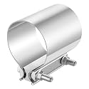 EVIL ENERGY 3.5 Inch Exhaust Clamp, 3 1/2" Butt Joint Band Clamp Sleeve Coupler Stainless Steel for Pipes, Mufflers, Catalytic Converters 2PCS
