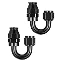 EVIL ENERGY 8AN PTFE Fitting Hose End Fitting 180 Degree Black for PTFE Hose Only 2PCS