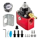 EVIL ENERGY Fuel Pressure Regulator Carburetor 4.5-9 PSI Adjustable, 3/8" NPT with Gauge, Bypass Return Fuel Regulator for Carburetor with vacuum/boost reference line connection, Red